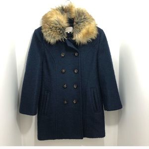 Laundry by Shelli Segel faux fur navy coat